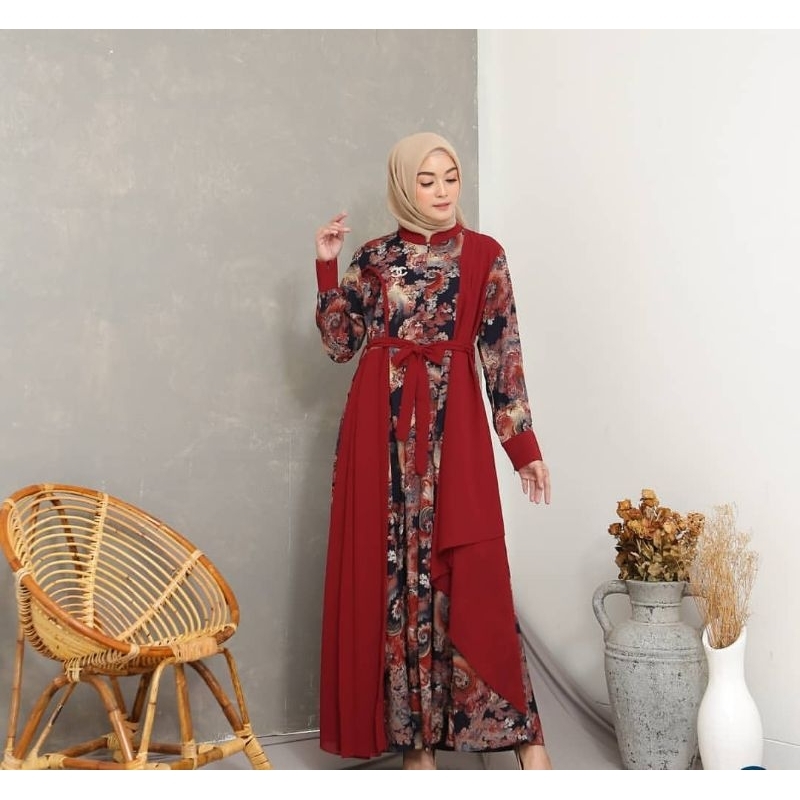 Gamis Aura Katun Rayon Import Kombinasi Ceruti Babydoll