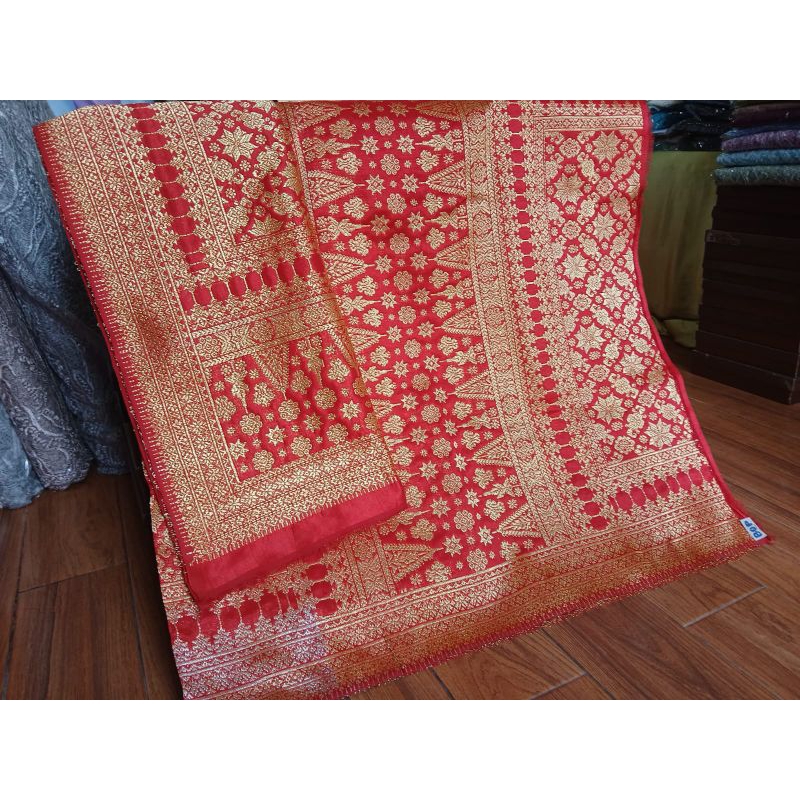 SONGKET PALEMBANG ASLI  TENUN TANGAN , BENANG SUTRA BERLIAN