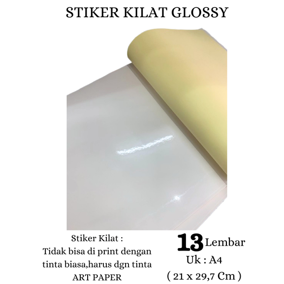

STIKER CHROMOTIKER KILAT / STIKER GLOSSY UKURAN A4 ( 21 X 29,7 CM ) , 13 LEMBAR