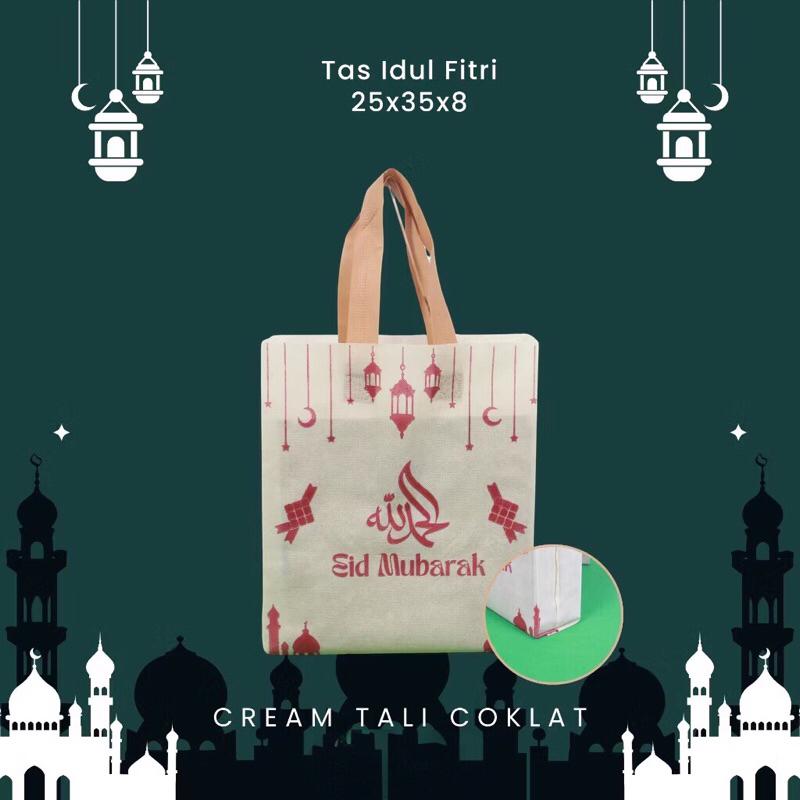 

( harga utk 5 pcs) Tas Spunbound/ souvenir untuk lebaran/ eid mubarak/ idul fitri/puasa/ramadhan/ goodie bag/ hampers - 2 sisi