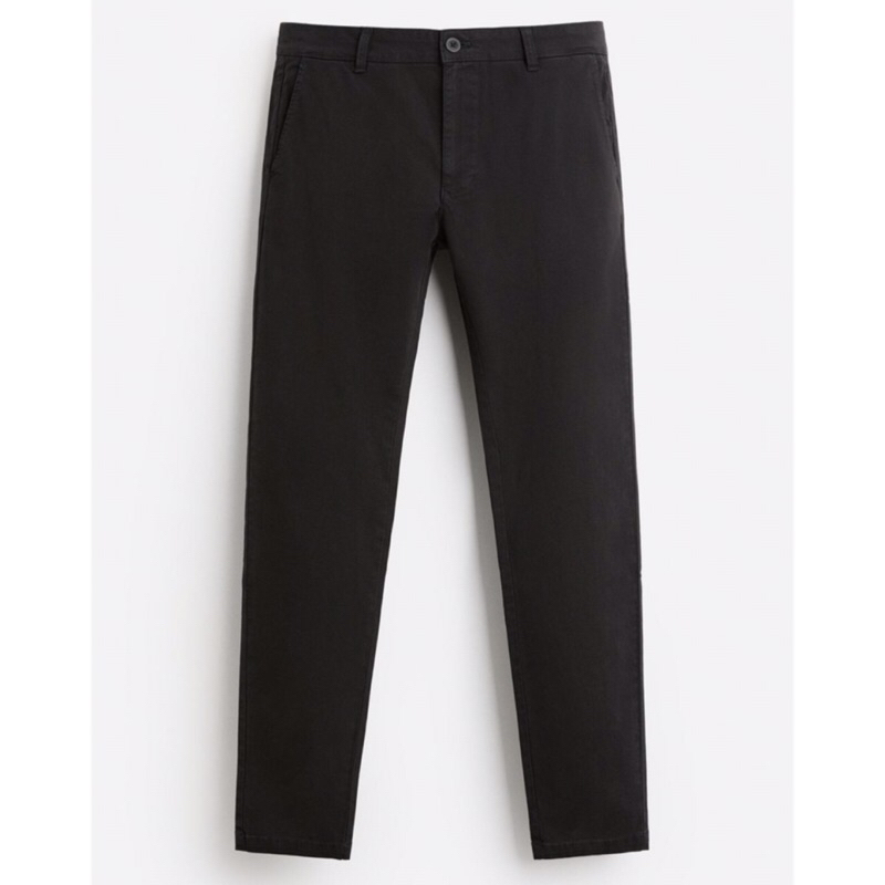 ZARA Men Skinny Fit Chino Trousers Celana Panjang Pria Black