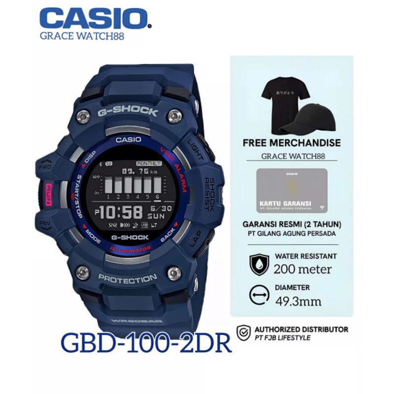 CASIO G-SHOCK GBD-100-2DR / GSHOCK GBD100-2 ORIGINAL & GARANSIfree Kaos g-shock