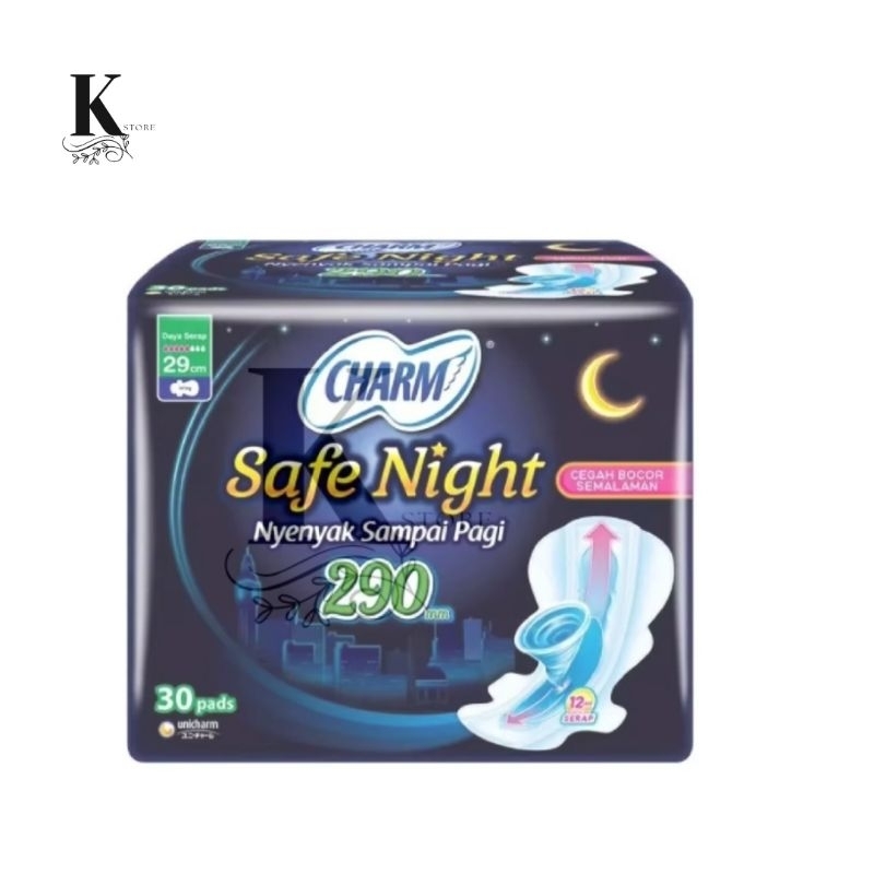 Charm safe night pembalut wanita merk charm 29cm isi 30 pcs