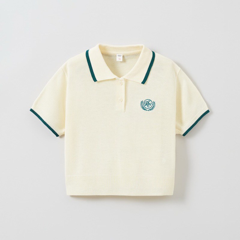 SPAO KIDS KOREA embroidery polo collar knit cream