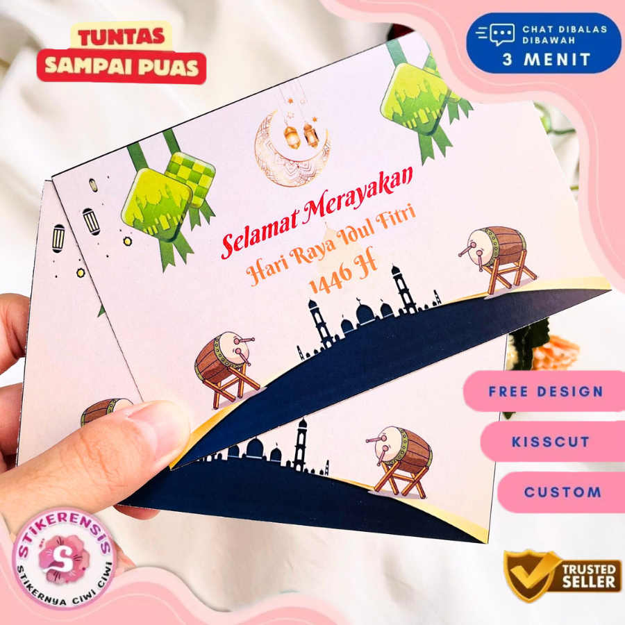 

3 8-15 Stikerensis Sticker Card Custom Lebaran Kartu Ucapan Selamat Hari Raya Idul Fitri Free Desain