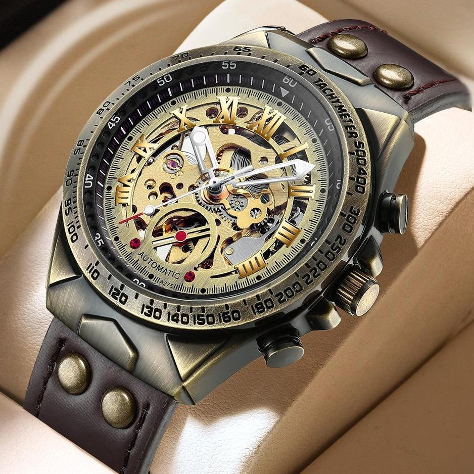 BEST SELLER Jam Tangan Asli Otomatis Kulit Tahan Air Mesin Mekanik Transparan Awet Seumur Hidup Prem