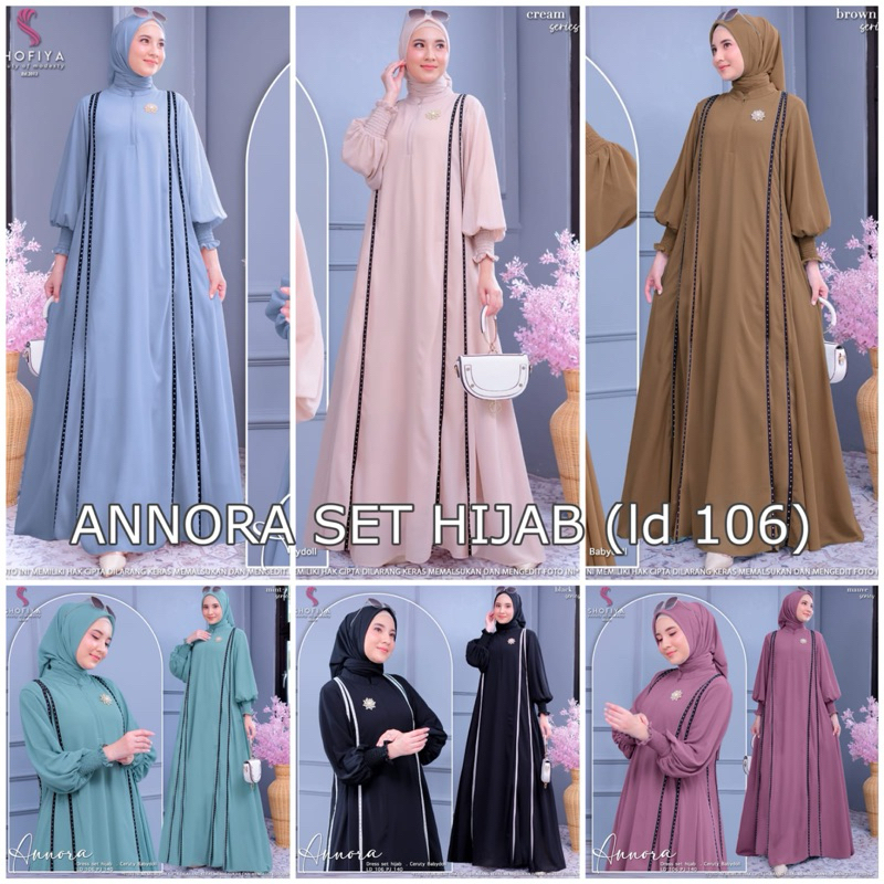 ANNORA ONE SET DRESS GAMIS LEBARAN PLUS HIJAB