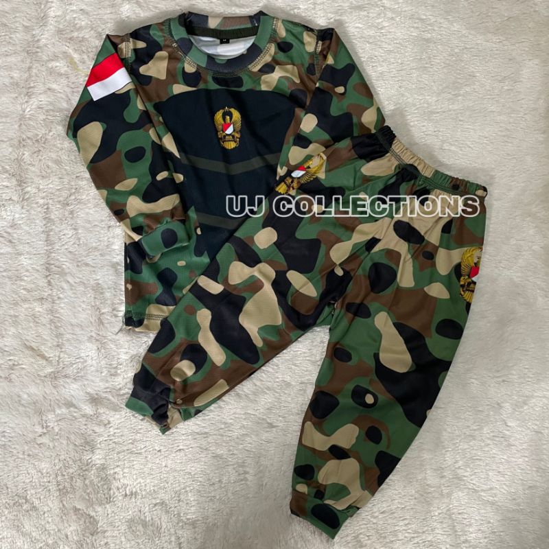 Setelan jersey anak lengan panjang motif garuda tni ad - Baju setelan jersey kids army unisex