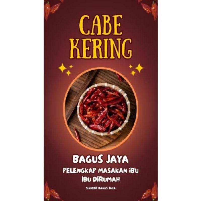 

Cabe kering teja utuh tanpa tangkai