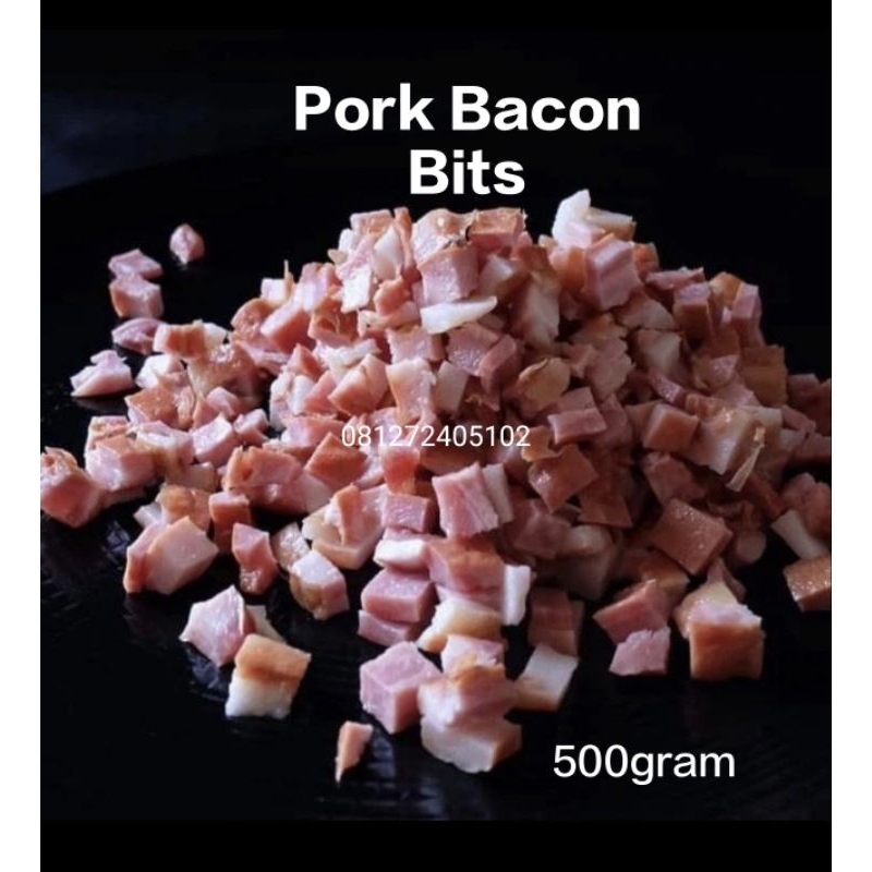 

Pork Bacon Bits, Daging Babi Asap Cube, Babi Asap Saikoro. Kemasan 500 gram