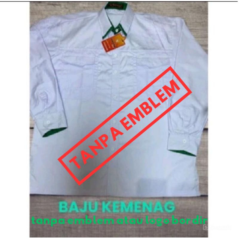 Kemeja Putih Tanpa Emblem Baju Kemenag, Kemeja Pria PDH Kemenag tanpa emblem, Kemeja Tunik Wanita PD