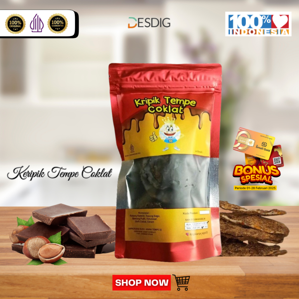 

Keripik Tempe Coklat/ Cemilan Kripik Tempe Rasa Cokelat