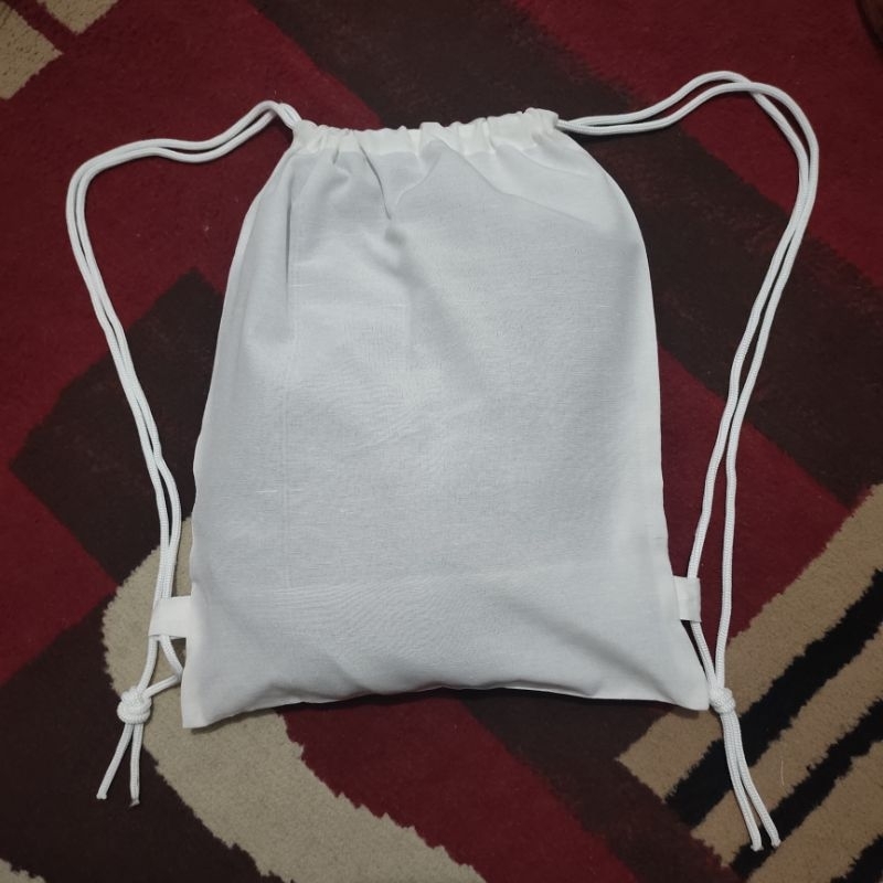 Tas serut blacu polos murah ukuran lebar 30 cm x tinggi 40 cm