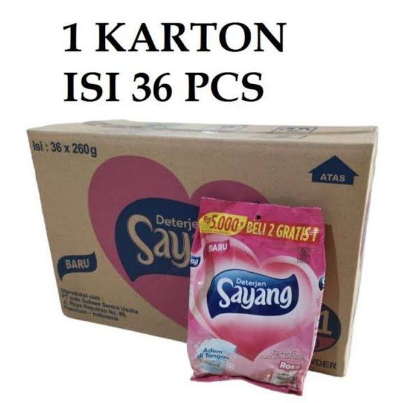 Deterjen Bubuk Sayang 1dus isi 36pcs 260gram 1karton murah harga grosir