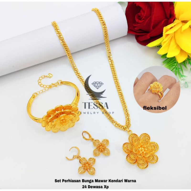 Set Perhiasan Kendari Lapis emas 24K / Set Perhiasan Wanita Mewah