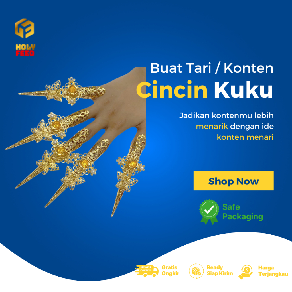 Penutup Jari Kuku Panjang Cincin Tari
