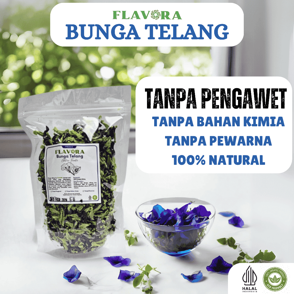 

Bunga Telang Kering Organik Teh Premium Grade A - Flavora