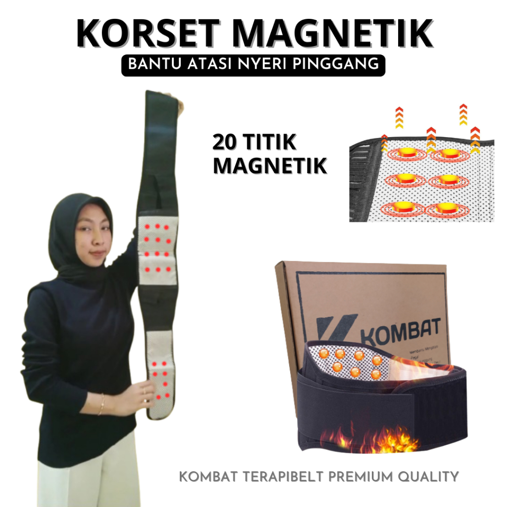 Korset Terapi Pinggang / Punggung 20 Titik Magnetik - Panas Terapi Alami Tanpa Listrik