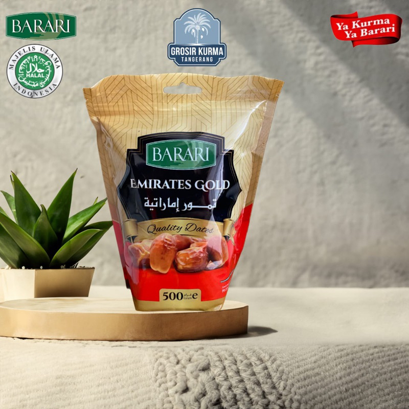 

BARARI Emirates Gold Pouch Kurma Emirat Premium Dates High Quality Tekstur Kering dan Lembut - 500gr