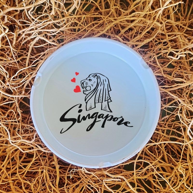 Asbak bulat keramik asbak custom asbak melamin souvenir oleholeh singapore malaysia thailand murah b