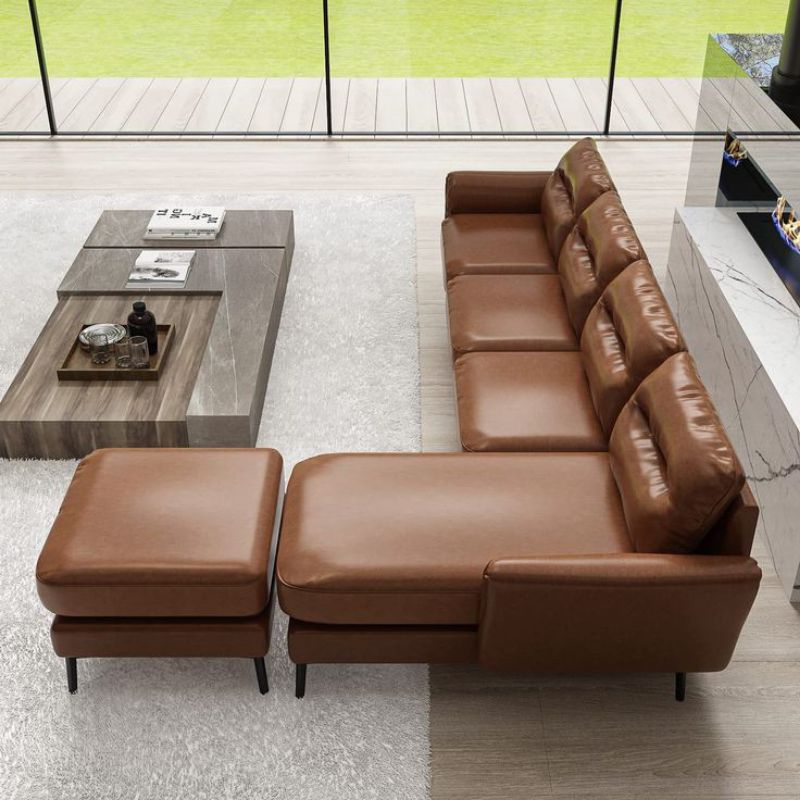 IDEA - Sofa L Sudut+ 1puff Sofa Kulit L Sudut Minimalis