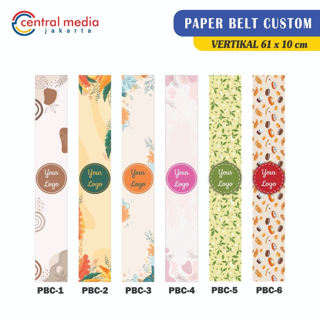 

Paper Belt Waterproof Custom 61x10 cm isi 20 Pcs Packaging Sleeve Label Box Kemasan Hampers Kue Makanan