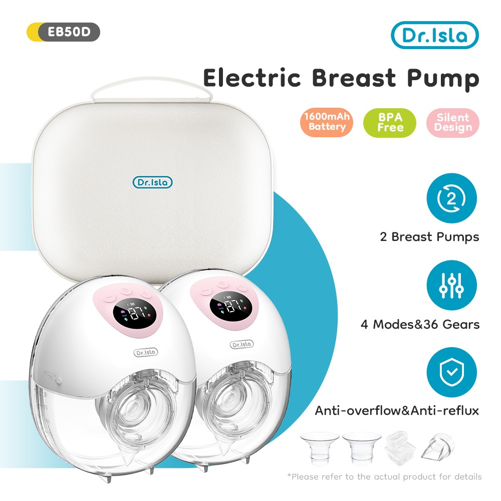 Dr.isla Pompa Asi Elektrik Handsfree 2PCS Breast Pump Portable 19mm 24mm 27mm EB50