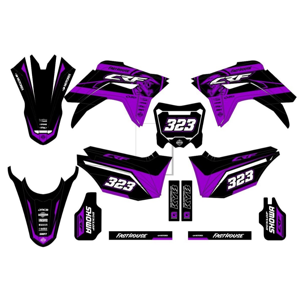 Decal Honda Crf 150l Hitam Ungu kombinasi putih