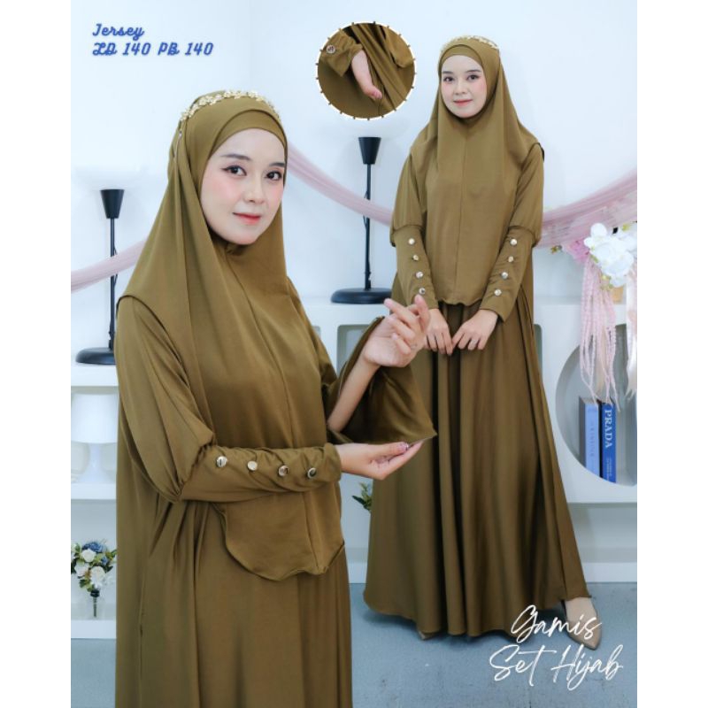 Yumna Abaya Jersey Set Hijab Material Jersey Gamis Syar'i Gamis Wanita Terbaru