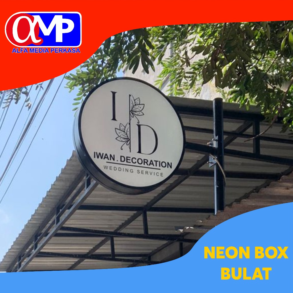 NEON BOX BULAT INDOOR OUTDOOR / NEON BOX AKRILIK / NEON BOX CUSTOM 2 SISI