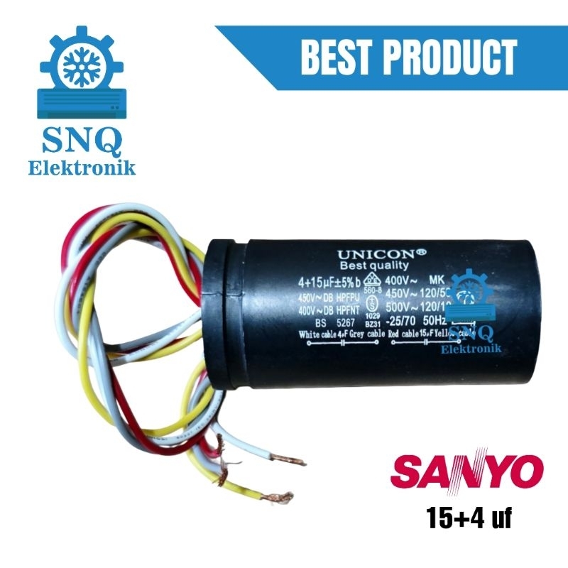 Capasitor mesin cuci SANYO dua tabung - Kapasitor mesin cuci 2 tabung SANYO 7 kg, 9 kg, 10 kg, 14 kg