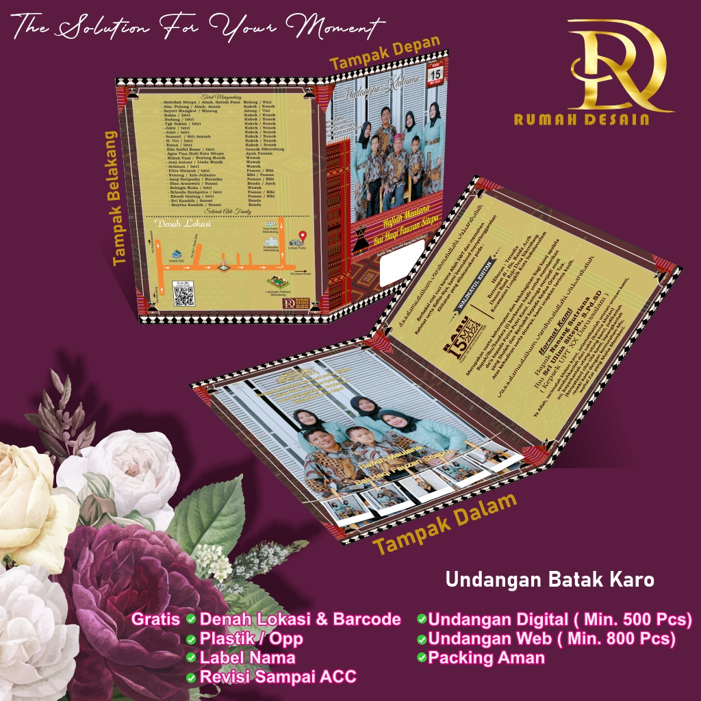 Cetak Undangan Batak Karo Murah Kertas Tik 210 gsm, Free Undangan Digital/Web