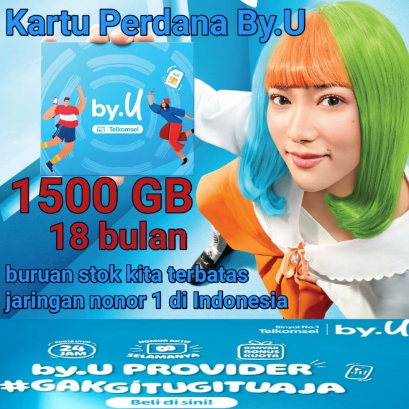 promo Kartu perdana by.U gratis Kuota 1500GB (aktif 18 bulan)setelah aktif