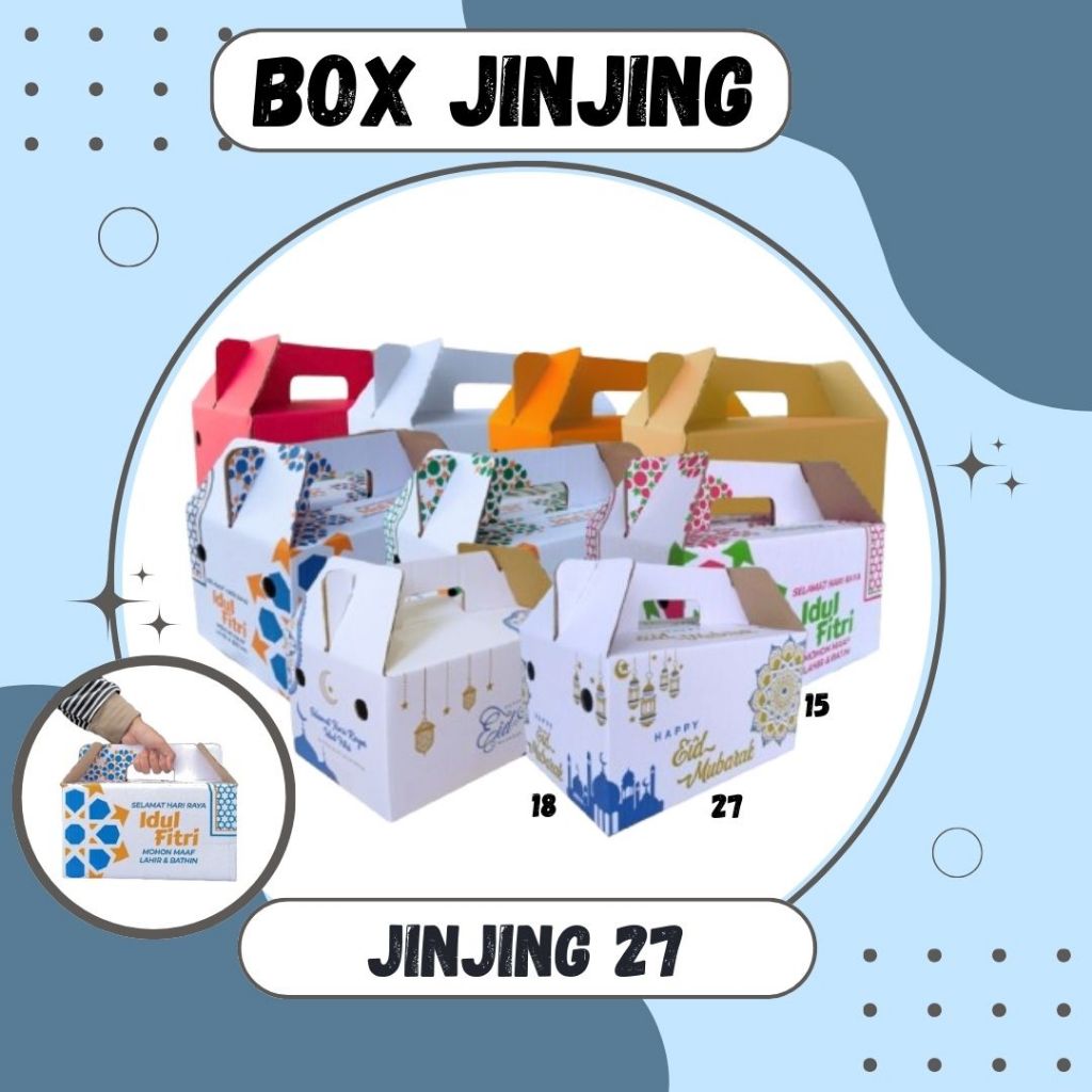 

Box Jinjing 27x18x15 Gable Box Kardus Packing Eid Mubarok Idul fitri Bingkisan lebaran/Parcel/Lebaran/idul Fitri/Paket/sembako