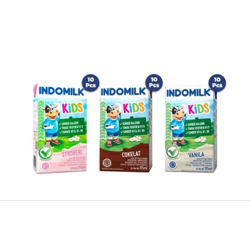 

Indomilk kids 1dus isi 40 strawberry dan coklat