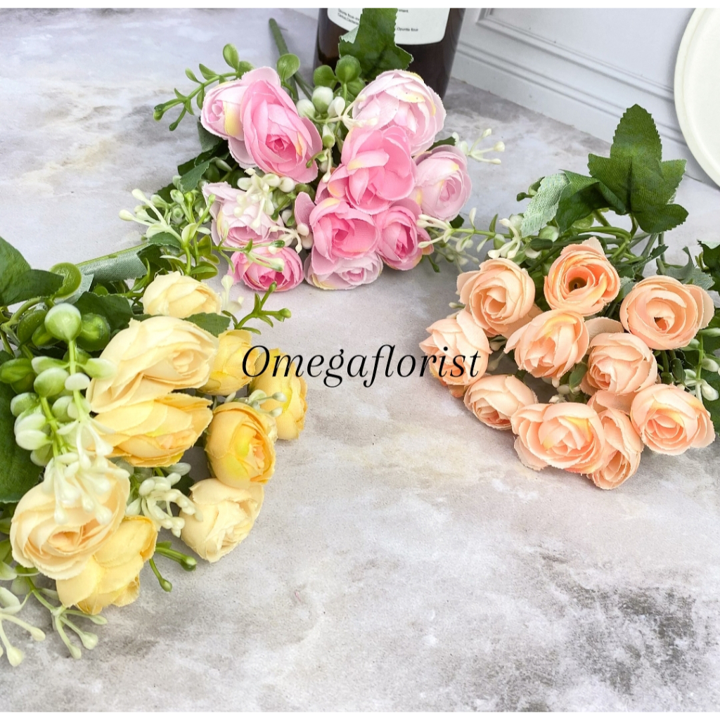 Bunga Ranumculus Artificial / Bunga Artificial / Bunga Plastik / Bunga Dekorasi / Dekorasi Pernikaha