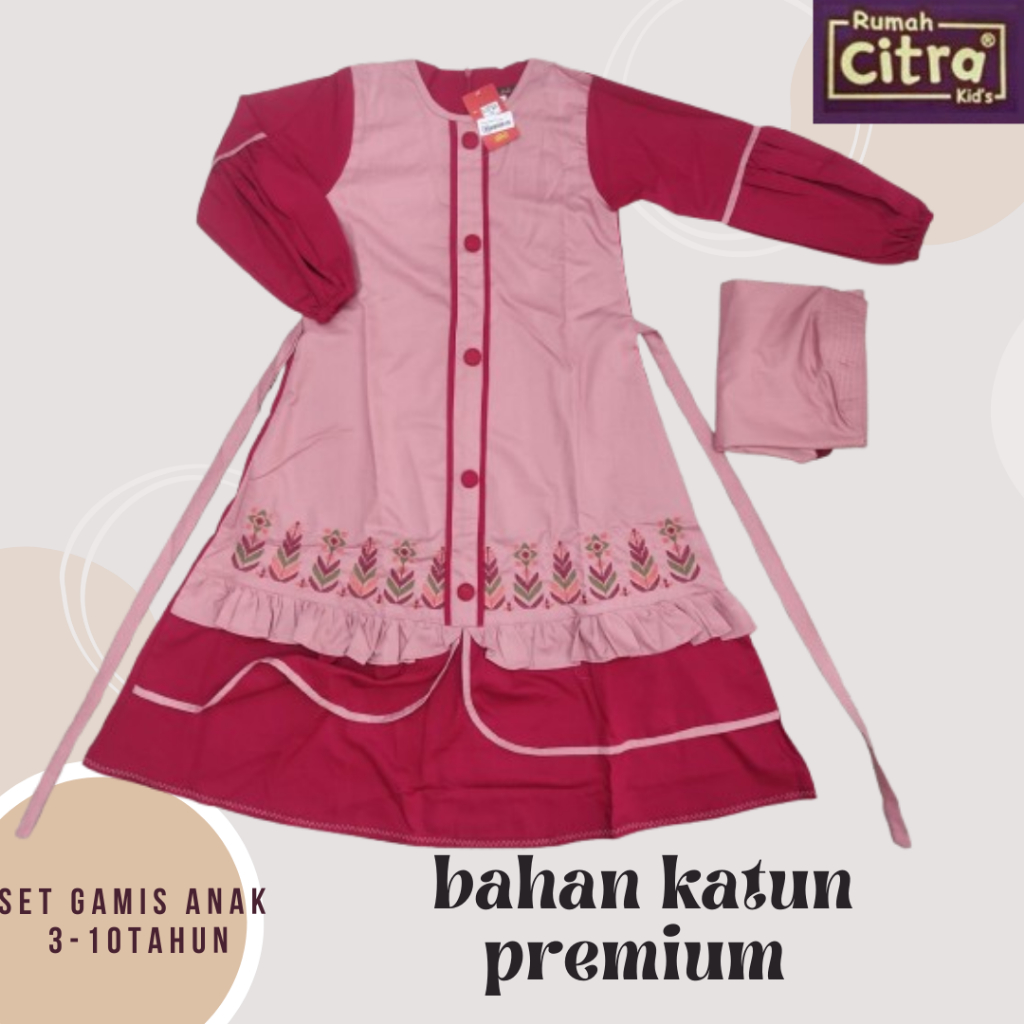GAMIS ANAK PEREMPUAN FREE HIJAB / GAMIS ANAK BY CITRA KIDS / BUSANA MUSLIM ANAK PEREMPUAN