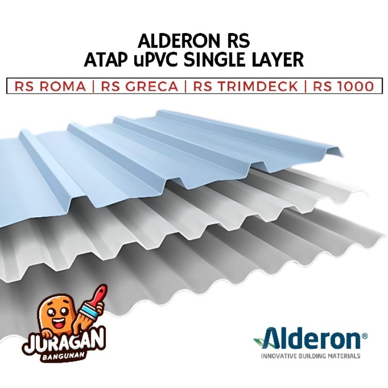 ALDERON RS (Atap uPVC Single Layer) | Atap Single Wall 1.2mm | Kanopi Single Layer | Opaque White / 