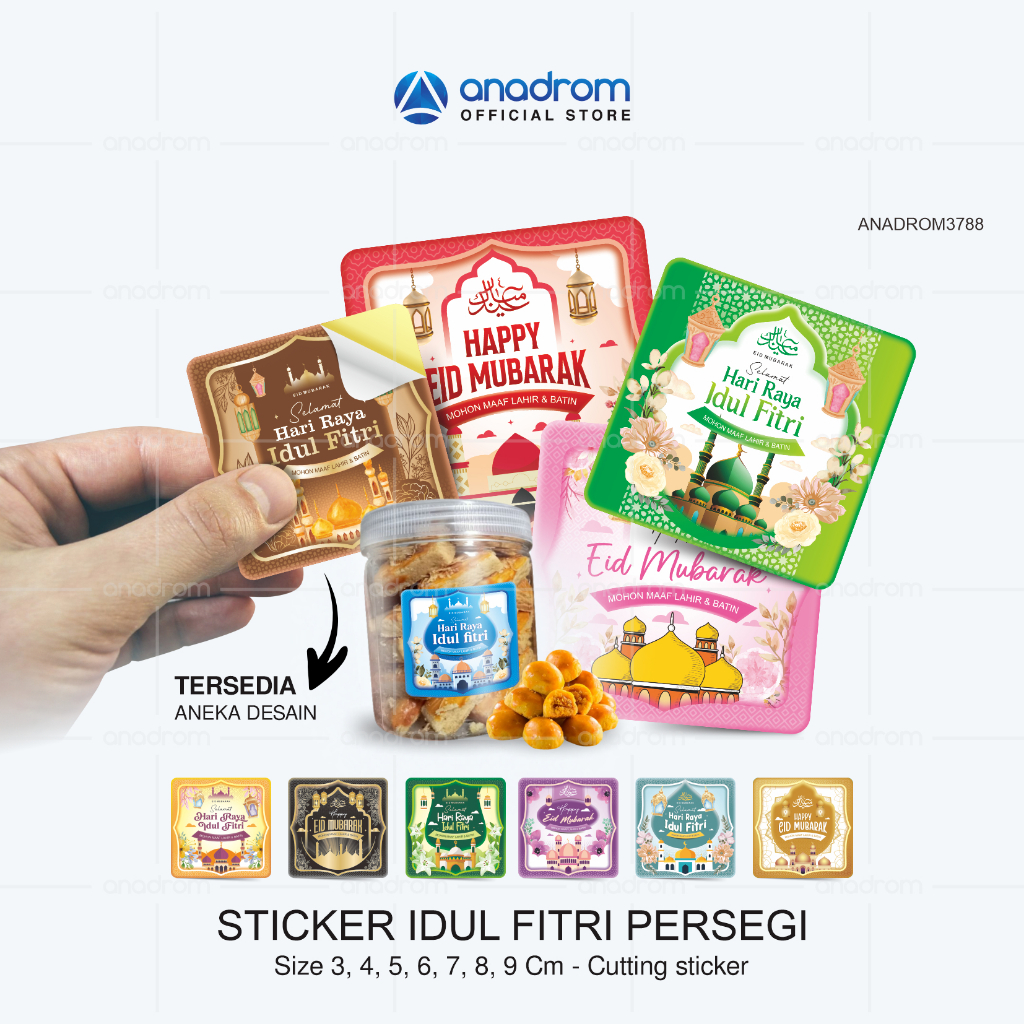 

[1 pack] Stiker Label Ucapan Idul Fitri Persegi | Sticker Toples kue lebaran Persegi | Stiker Toples Kue Kering Idul Fitri Persegi | Stiker Toples Lebaran Idul Fitri | Stiker Hampers Idul Fitri | Anadrom 3788