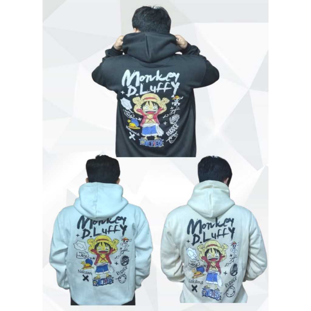 SWEATER HOODIE DEWASA DAN ANAK JAKET MOTIF ANIME LUFFY TERBARU