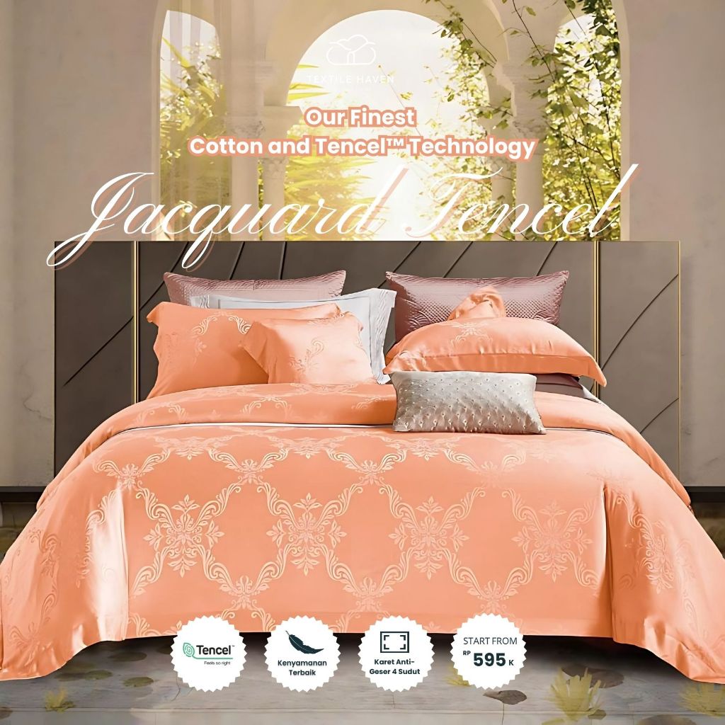 Sprei dan BedCover Jacquard Sutra Serat Bamboo Original 80s | Sprei KingKoil Sutra Emboss tinggi 40