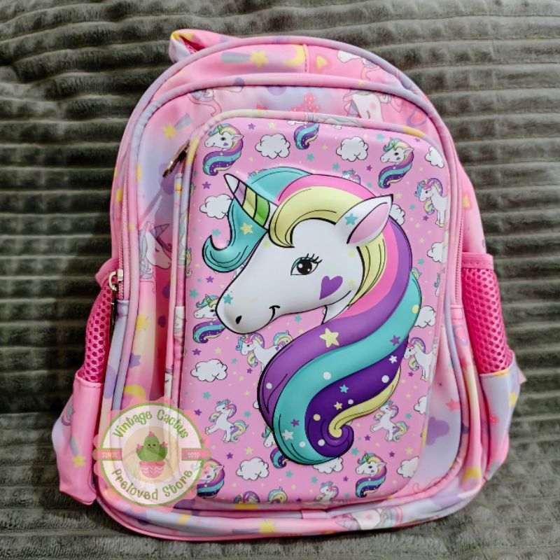 New - Tas Ransel Anak Perempuan Sekolah Paud TK - Unicorn - Pink - Timbul 3D - HSD - HoneyStuDy - Ba
