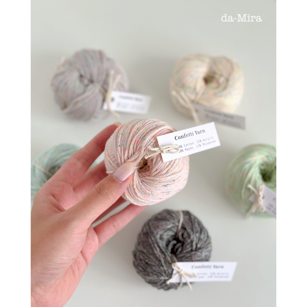 da-Mira | Korean Confetti Yarn (40g/90m Cotton Acrylic Polyester Rayon) | Benang Rajut Knitting & Cr