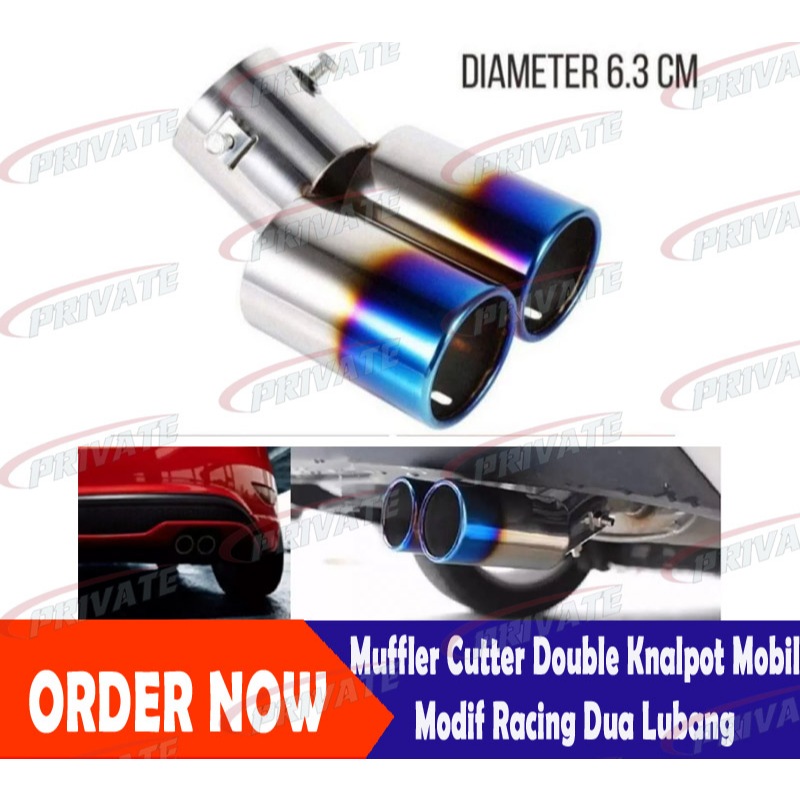UJUNG KNALPOT Muffler Cutter Double Knalpot Mobil Modif Racing Dua Lubang