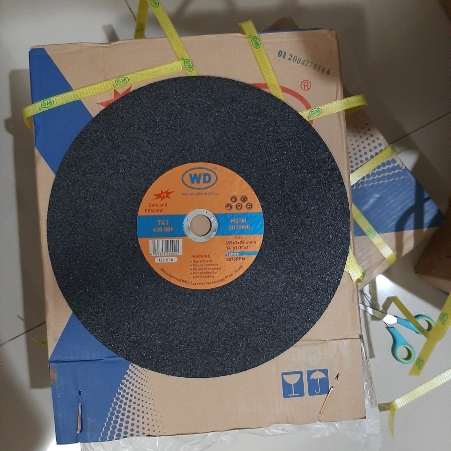 WD Mata Gerinda Potong Besi 14 inch Batu Potong Besi Aluminium Cutting Wheel 14 Inch WD Batu Mata Ge