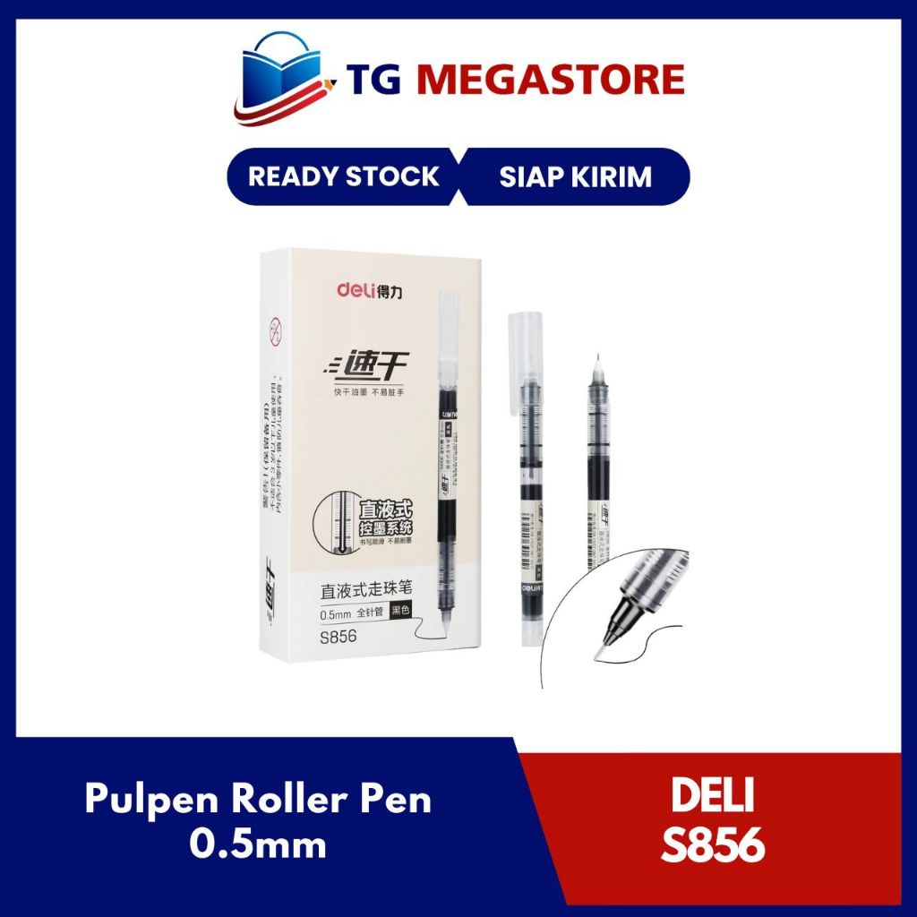 

Pulpen DELI Roller Pen 0.5mm Hitam (S856)