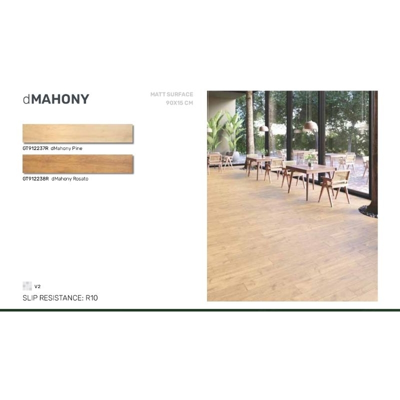 Roman Granit dMahony 90x15 Matt surfaced granit motif kayu wood wooden untuk lantai dinding dan temb