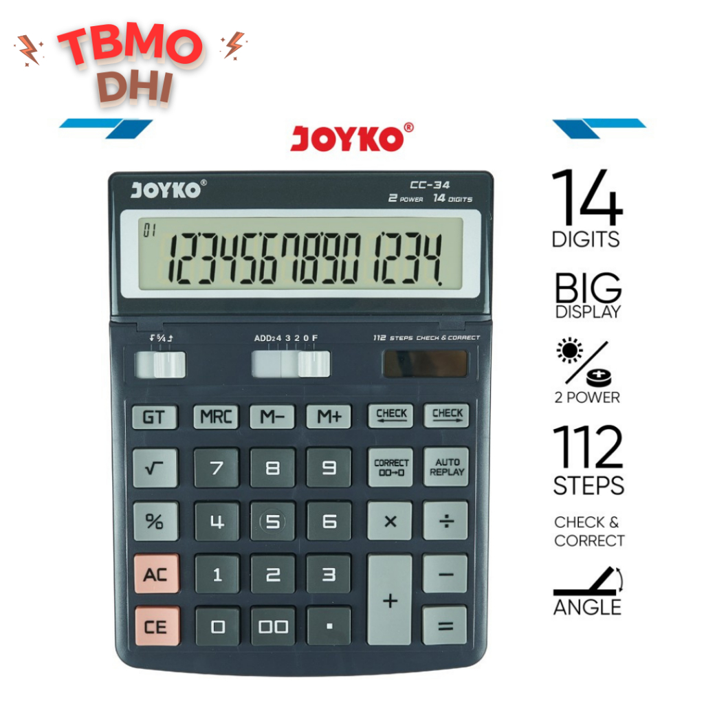 

TBMO Calculator / Kalkulator Joyko CC-34 / 14 Digits / Check Correct