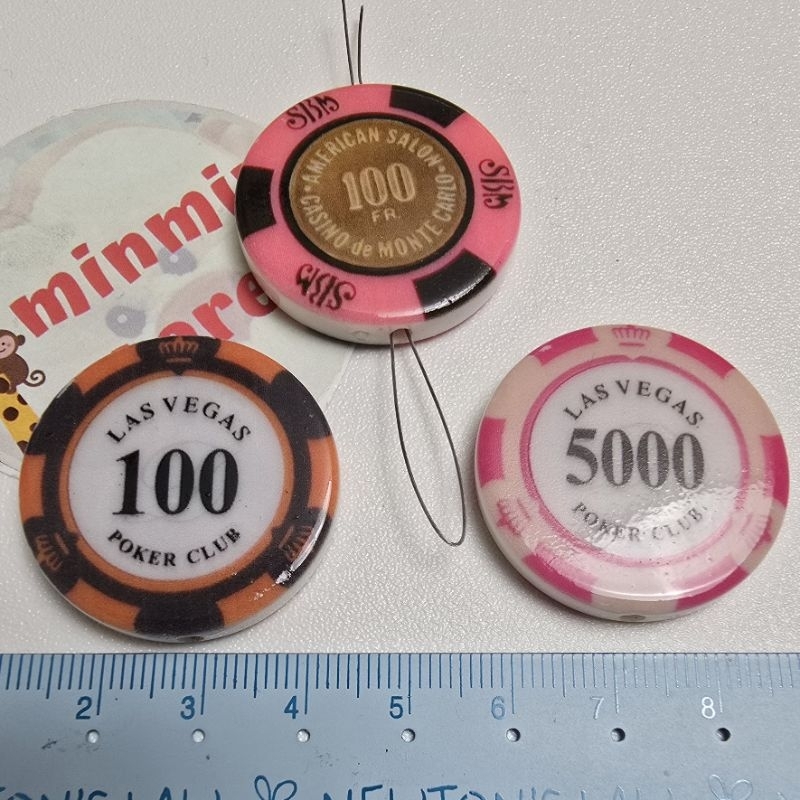 MSC326 - POKER COIN / KOIN POKER / ACRYLIC PRINTING BEADS / MANIK