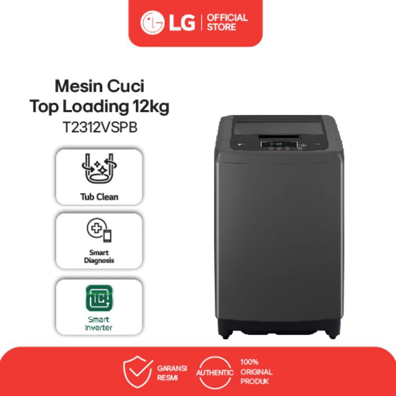 LG Mesin Cuci 1 Tabung Top Loading Inverter 12 Kg Turbo Drum T2312VSPB